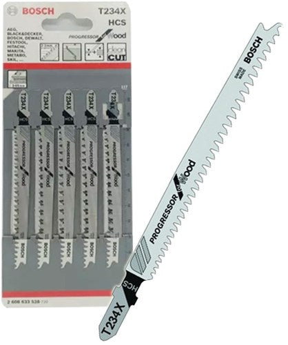 Accessoires Bosch 5x progressor pour lame de scie sauteuse à bois t234x - 2608633528