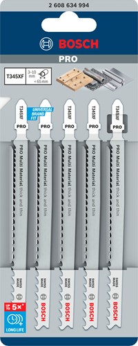 Accessoires Bosch 5x progressor pour lame de scie sauteuse bois et métal t345xf - 2608634994