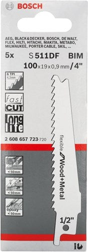 Accessoires Bosch 5x lame de scie alternative flexible pour bois et métal s511df - 2608657723