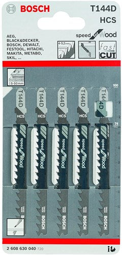 Accessoires Bosch 5x vitesse pour lame de scie sauteuse à bois t144d - 2608630040