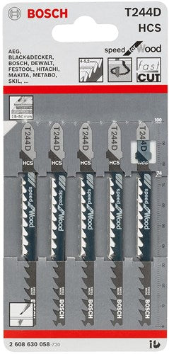 Accessoires Bosch 5x vitesse pour lame de scie sauteuse à bois t244d - 2608630058