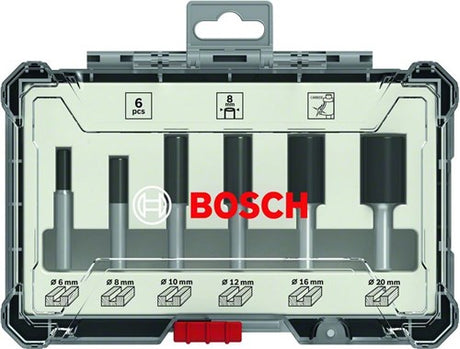 Accessoires Bosch jeu de 6 fraises droites - diamètre de tige 8 mm - 2607017466