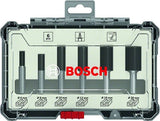 Accessoires Bosch jeu de 6 fraises droites - diamètre de tige 8 mm - 2607017466