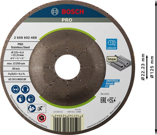 Bosch accessoires disque de meulage | acier inoxydable | 125 mm | par 1 | 2608602488 - 2608602488