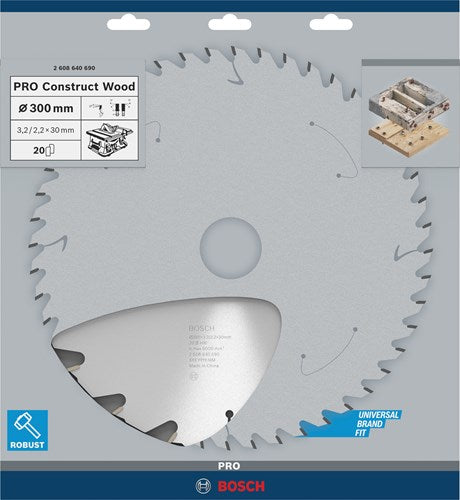 Bosch accessoires lame de scie circulaire bois de construction 300 x 30 x 3,2 mm, 20 1 pc - 2608640690