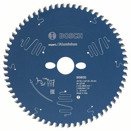 Bosch accessoires lame de scie circulaire expert pour aluminium 216x30x2,6 1,8x64t - 2608644110