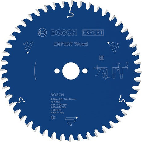Bosch accessoires cirkelzaagblad expert pour bois 165x20x2,6 1,6x48t (pour o.a gkt 55 gce) - 2608644024