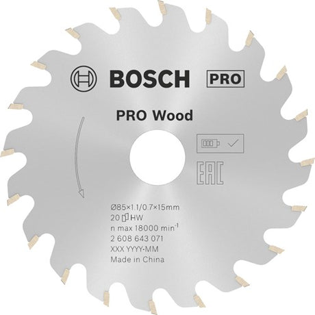 Accessoires Bosch lame de scie circulaire standard pour bois 85mm | pour gks 10.8 - 2608643071