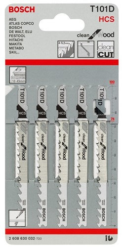 Bosch accessoires lame de scie sauteuse t 101 d clean pour bois 5pcs - 2608630032