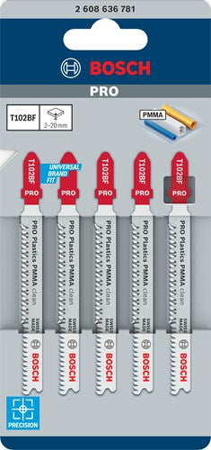 Bosch accessoires lame de scie sauteuse t 102 bf clean pour pmma 5pcs - 2608636781