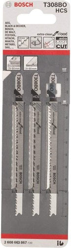 Bosch accessoires lame de scie sauteuse t 308 bo extraclean pour bois 3pcs - 2608663867