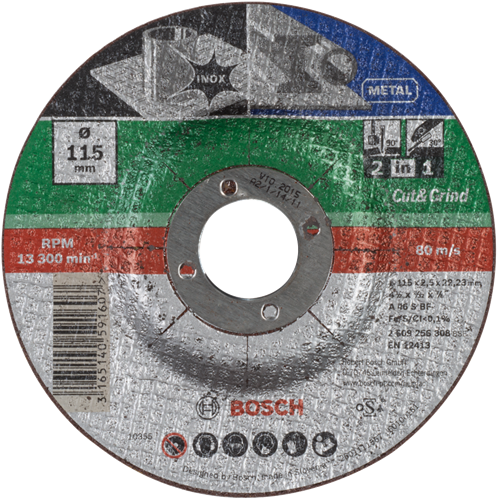 Bosch accessoires disque à tronçonner 2 en 1 métal+inox, 115 x2,5 gebo - 2609256308