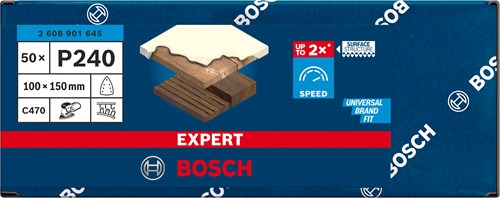 Bosch accessoires expert papier de verre c470 100 x 150 mm, k 240, 50 pièces - 2608901645
