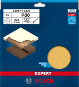 Bosch accessoires expert c470 papier de verre 225 mm, k 80, 5 pièces - 2608901672