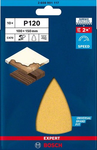 Bosch accessoires expert papier de verre c470 pour ponceuses delta 100 x 150 mm, k120 10 pièces - 1 pièce(s) - 2608901117
