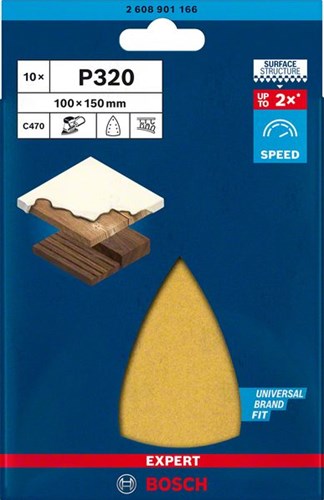 Bosch accessoires expert papier de verre c470 pour ponceuses delta 100 x 150 mm, k320 10 pièces - 1 pièce(s) - 2608901166