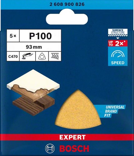 Bosch accessoires expert c470 schuurpapier voor deltaschuurmachines 93 mm, k100 5-delig - 2608900826