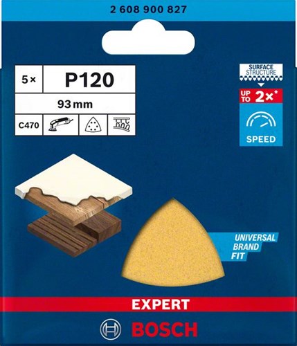 Bosch accessoires papier de verre expert c470 pour ponceuses delta 93 mm, k120 - 5 pièce(s) - 2608900827