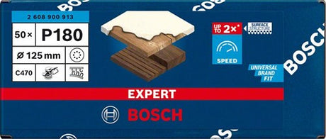 Bosch accessoires papier abrasif expert c470 pour ponceuses excentriques 125 mm, 8 trous, k180 50 pièces - 1 pièce(s) - 2608900913