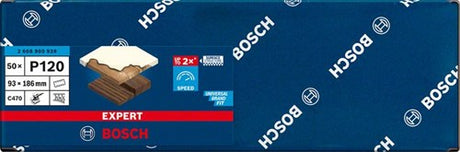 Bosch accessoires papier abrasif expert c470 pour ponceuses orbitales 93 x 186 mm, k120 50 pièces - 1 pièce(s) - 2608900939