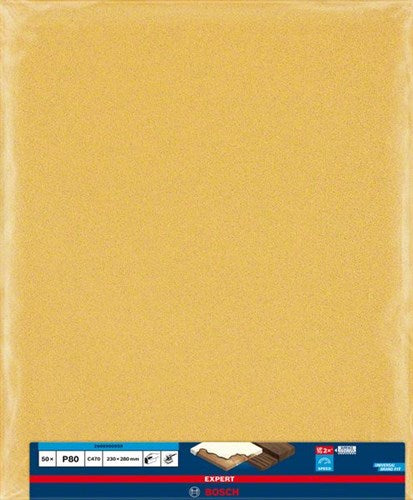 Bosch accessoires expert c470 feuille de papier de verre pour ponçage manuel 230 x 280 mm, k80 - 50 pièce(s) - 2608900959