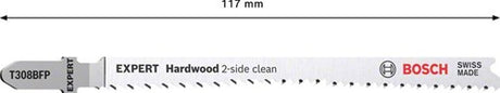 Bosch accessoires expert 'hardwood 2-side clean' t 308 bfp decoupeerzaagblad 3-delig - 1 pièce(s) - 2608900547