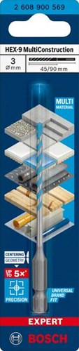 Bosch accessoires expert multiconstruction hex-9 trou 3 x 45 x 90 mm - 1 pièce(s) - 2608900569