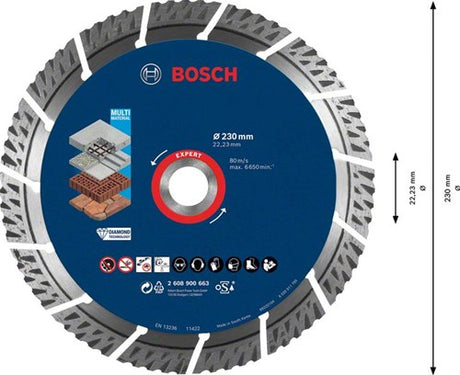 Disque à tronçonner diamanté multimatériaux Bosch Accessories Expert 230 x 22,23 x 2,4 x 15 mm - 1 pièce(s) - 2608900663