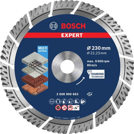 Disque à tronçonner diamanté multimatériaux Bosch Accessories Expert 230 x 22,23 x 2,4 x 15 mm - 1 pièce(s) - 2608900663