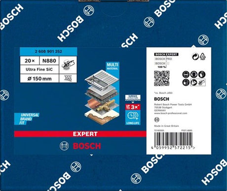 Bosch accessoires expert n880 disque non tissé pour ponceuses excentriques 150 mm, ultra-fin s - 20 pièce(s) - 2608901252