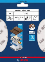 Bosch accessoires expert feuille abrasive web w480 115 x 140 mm, g180, 2x - 2608902382
