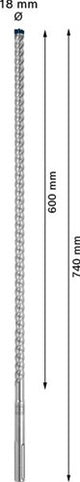 Bosch accessoires expert sds max-8x hamerboor 18 x 600 x 740 mm - 1 pièce(s) - 2608900223