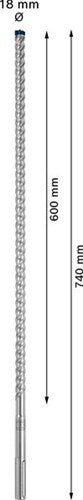 Bosch accessoires expert sds max-8x hamerboor 18 x 600 x 740 mm - 1 pièce(s) - 2608900223