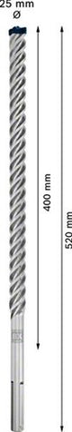 Bosch accessoires expert sds max-8x hamerboor 25 x 400 x 520 mm - 1 stuk(s) - 2608900241