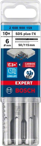 Bosch accessoires expert sds plus-7x marteau perforateur 6 x 50 x 115 mm - 10 pièce(s) - 2608900159
