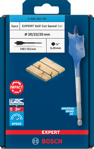 Bosch blauw bosch accessoires expert speedborenset self cut speed| 3-delig | 20, 22, 25 mm - 2608902107