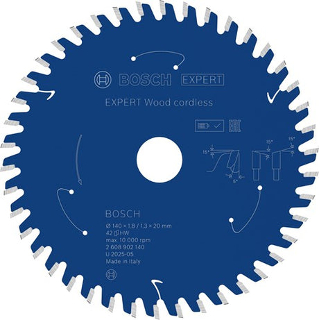 Bosch accessoires expert bois lame de scie circulaire sans fil | 140 x 1,8 1,3 x 20 mm | t42 - 2608902140