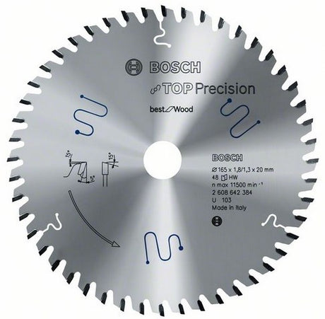 Accessoires Bosch scie circulaire hmbl. idéal pour le bois 165x20 t48 | 2608642384 (pour gkt 55 gce) - 2608642384