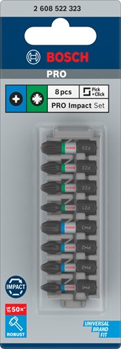 Imp bosch accessoires acte jeu d'embouts 8 pièces - ph1 ph2 ph3 pz2 pz3 - act control - 2608522323