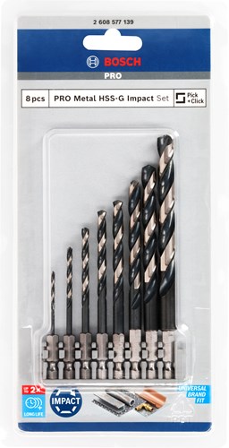 Bosch accessoires jeu de forets à métaux | contrôle des impacts | hss| 8 pièces - 2608577139