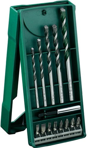Bosch accessoires jeu de forets multifonctions 14 pièces - pour bois, métal et pierre + jeu d'embouts à vis - 2607017161
