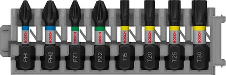 Bosch accessoires pro impact schroefbitset | ph1; ph2; pz1; pz2; t15; t20; t25; t30 | 25 mm | 8-delig - 2608521u61