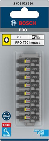Imp bosch accessoires embout à vis act control t20, 25 mm 8x - 2608522380
