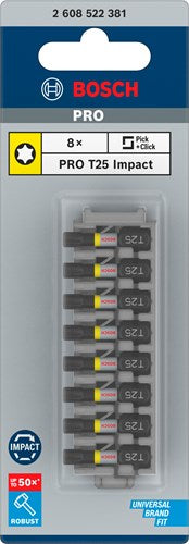 Imp bosch accessoires embout à vis act control t25, 25 mm 8x - 2608522381
