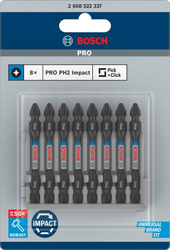 Imp bosch accessoires embout à vis double face act control ph2, 65 mm 8x - 2608522337