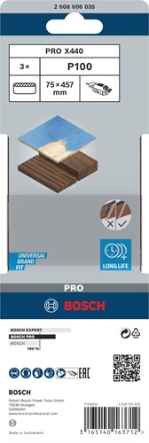 Bosch accessoires bandes abrasives séquoia | 75x457mm | k100 | 3 pièces | 2608606035 - 2608606035