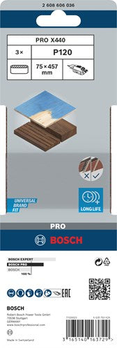 Bosch accessoires bandes abrasives séquoia | 75x457mm | k120 | 3 pièces | 2608606036 - 2608606036
