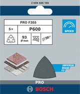 Bosch accessoires feuille abrasive 93 mm, 5 pièces, grain 600 - 2608605199