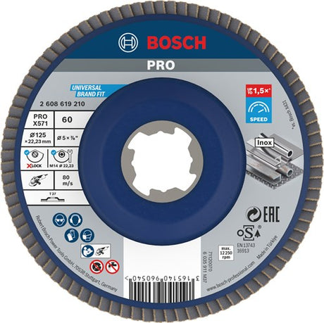 Bosch accessoires disque à lamelles x-lock best for metal droit, plastique, ø125mm, g 60, x571 - 1 pièce(s) - 2608619210