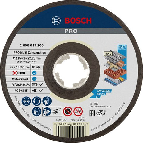 Bosch accessoires x-lock meule multi construction 115x1x22,23mm, droit - 1 pièce(s) - 2608619268